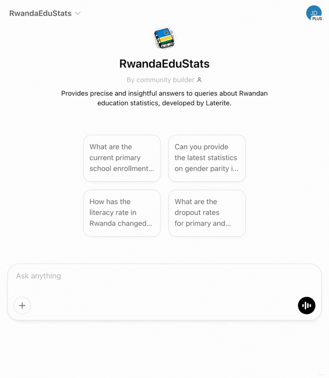 RwandaEduStats Chatbot Interface